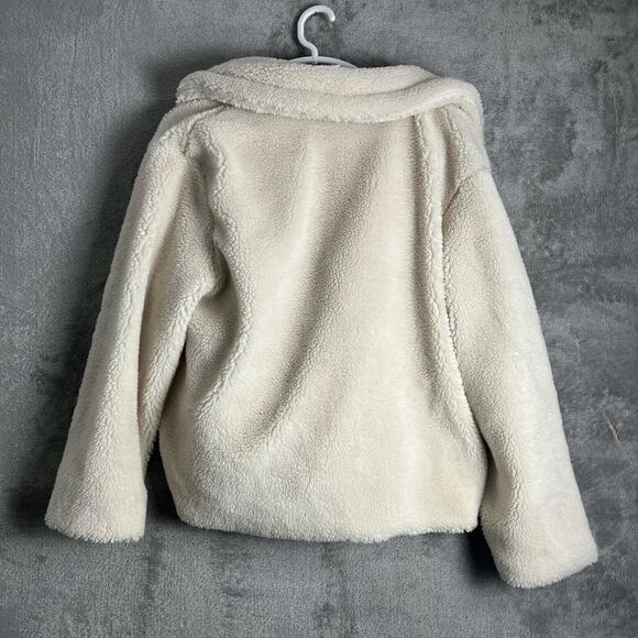 GAP Teddy Sherpa Coat Minimalist Cozy Winter Cream Fleece Quiet Luxury Large New - Picture 4 of 9